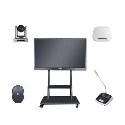 Video conference system with all in one touch screen and wireless microphone